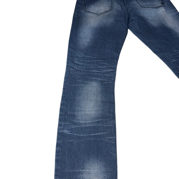 Indigo Rein Anklet Women's 5 Blue Skinny Stretch Denim Unhemmed Faded Whiskering - Picture 8 of 12